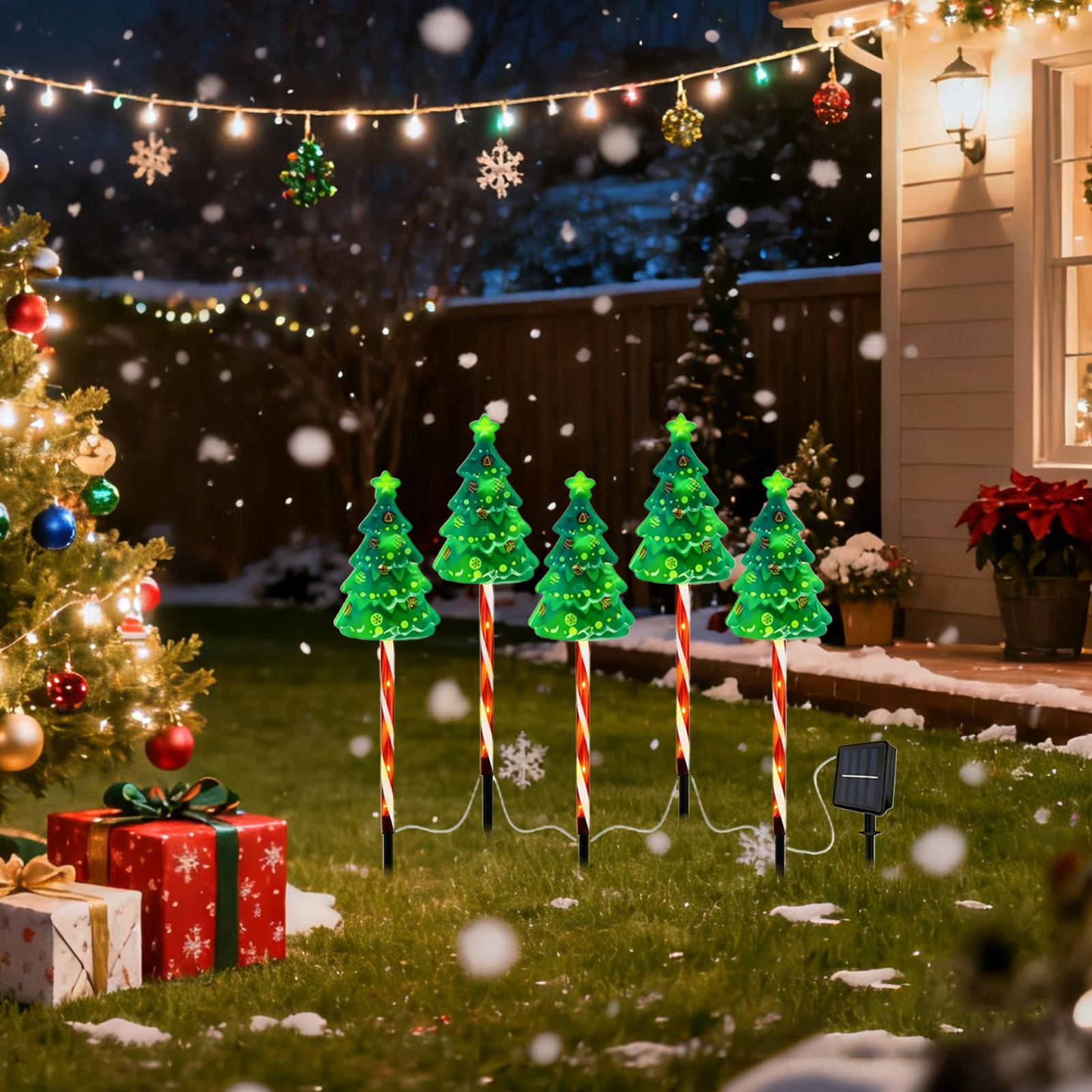 Outdoor Lighting Front Yard - Рождественская елка, подъездная дорога, солнечная батарея,