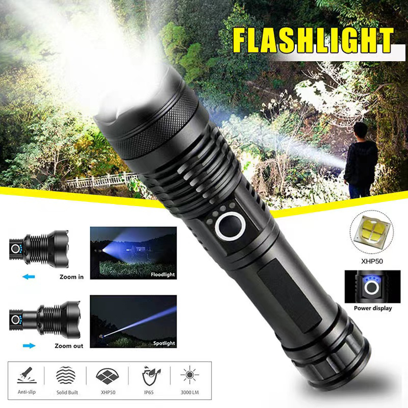 Outdoor Lighting Nearby - Высокомощный светодиодный фонарик XHP70 USB-C, перезаряжаемый