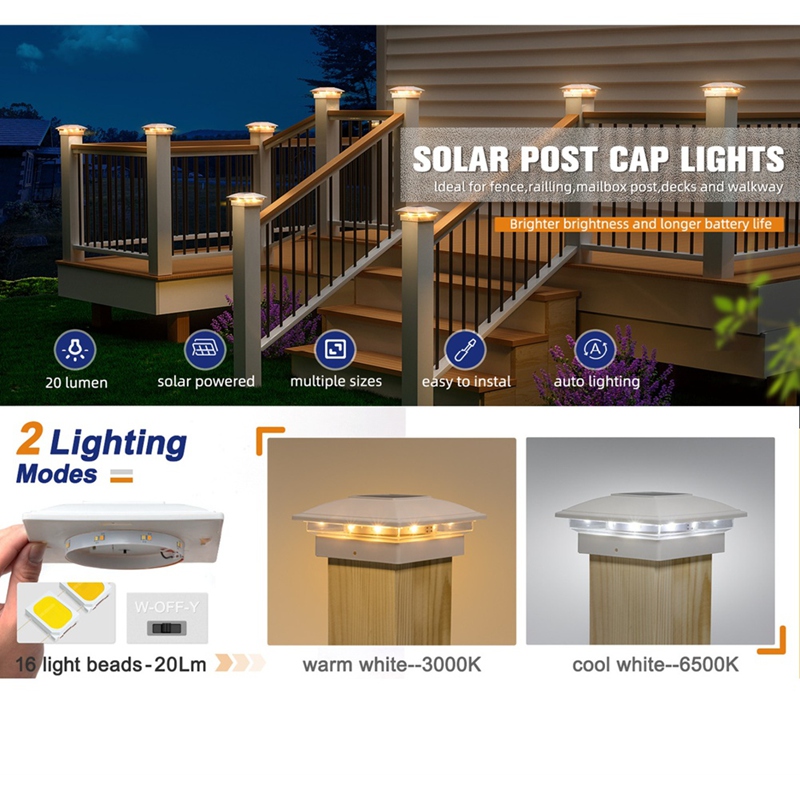 Набор из 4 солнечных светильни – обзор и цена Post Cap Light