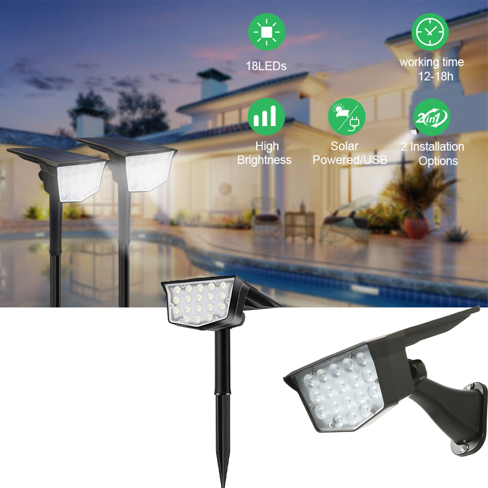 2 шт. солнечных уличных прожек – обзор и цена Outdoor Lighting Spotlight